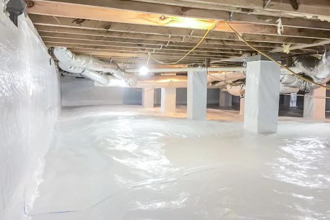 Crawl space waterproofing system installation